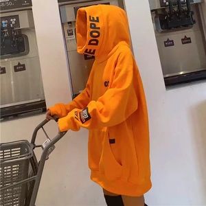 Hoodie orange loose women’s men’s streetwear hip hop fashion print